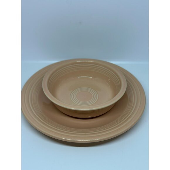VTG Fiestaware Apricot Dinner Plate & Cereal Bowl Set | Retro Fiesta Dinnerware - Picture 9 of 9